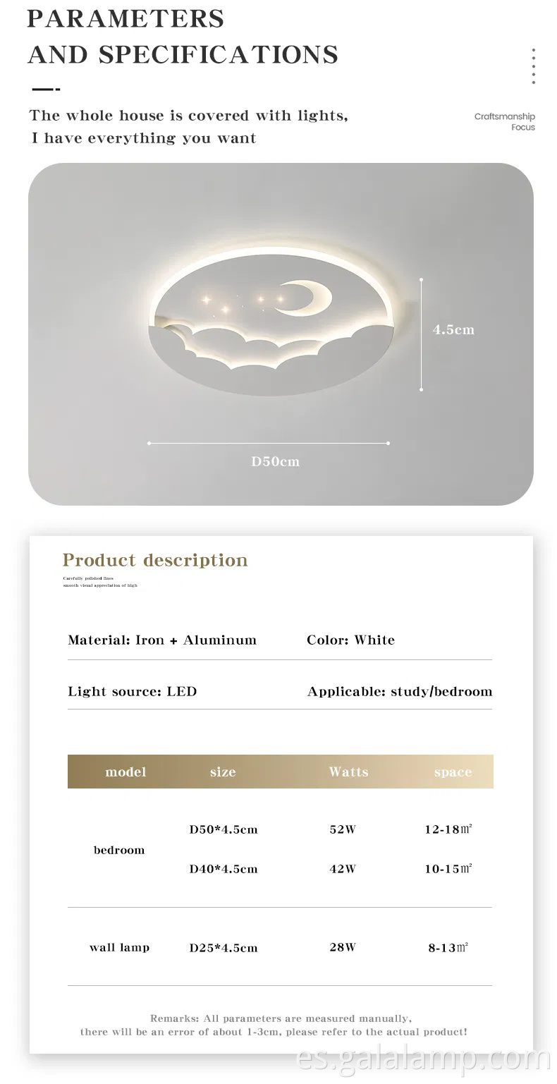 Lámpara creativa de techo de luna de dibujos animados para niños 'habitaciones